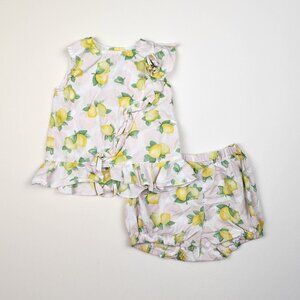 Aletta Italy Lemon Print Ruffle Lightweight Cotton Matching Set 18 months